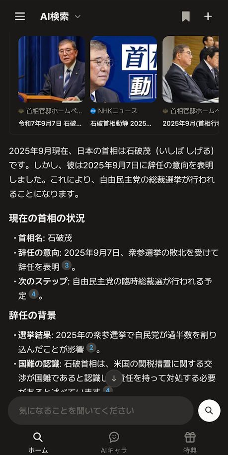 概要まで表示されました。情報源は下部にあります。